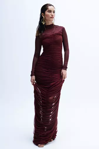 Maroon net dress