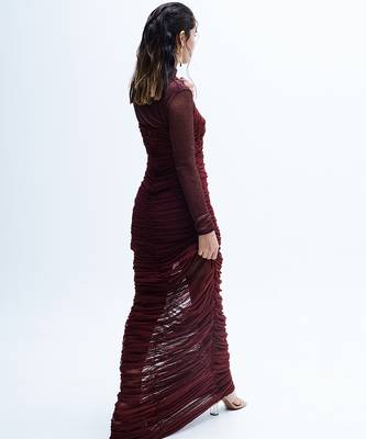 Maroon net dress 5