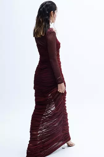 Maroon net dress