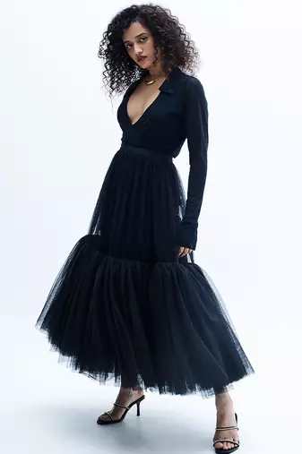 Black net skirt set