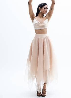 Beige organza skirt set 1
