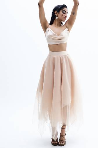 Beige organza skirt set