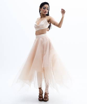Beige organza skirt set 2