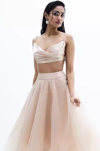 Beige organza skirt set