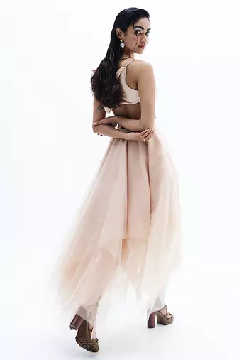 Beige organza skirt set