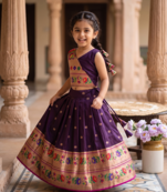 wine paithani pattu pavadai for girls ethnic wear
