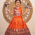 orange paithani pattu pavadai for girls ethnic wear