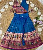 royalblue paithani pattu pavadai for girls ethnic wear