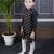 boys black embroidered kurta with white pant