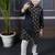 boys black embroidered kurta with white pant