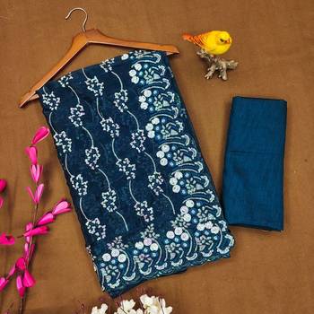Navy Blue Color Embroidered Simmar Saree 4