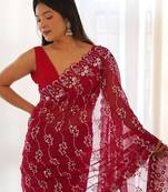 Pink Color Embroidered Simmar Saree