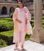 Pink embroidered silk kurta set