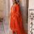 Orange embroidered silk kurta set