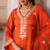 Orange embroidered silk kurta set