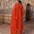 Orange embroidered silk kurta set