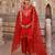 Red embroidered silk kurta set