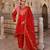Red embroidered silk kurta set