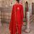 Red embroidered silk kurta set