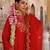 Red embroidered silk kurta set