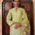 Green embroidered silk kurta set
