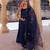 Dark-navy-blue embroidered cotton silk anarkali