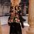 Black embroidered crepe sharara set
