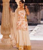 Ivory embroidered crepe kurta set