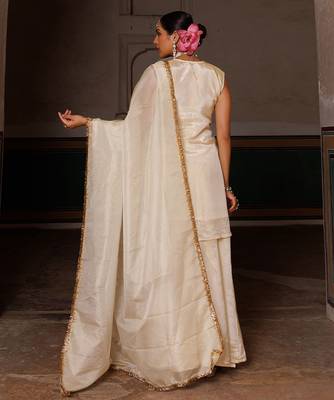 Ivory embroidered tissue sharara set 4