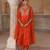 Orange embroidered silk kurta set