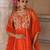 Orange embroidered silk kurta set