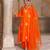 Orange embroidered cotton silk anarkali
