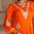 Orange embroidered cotton silk anarkali