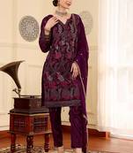 Wine embroidered faux georgette pakistani suit