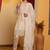 Off white embroidered faux georgette pakistani suit