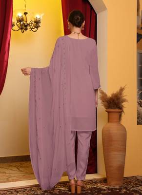 Pink embroidered faux georgette pakistani suit 2