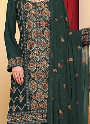Green  embroidered faux georgette pakistani suit 3