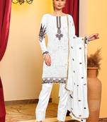 Whit embroidered faux georgette pakistani suit