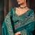 Teal luxury bridal saree for wedding | fancy fabric saree with hand embroidery & designer blouse
