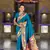 sky  faux banarasi silk blend saree with paithani rich weaved pallu and blouse