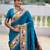 sky  faux banarasi silk blend saree with paithani rich weaved pallu and blouse