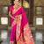 wine faux banarasi silk blend saree with paithani rich weaved pallu and blouse