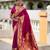 wine faux banarasi silk blend saree with paithani rich weaved pallu and blouse