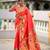 orange faux banarasi silk blend saree with paithani rich weaved pallu and blouse