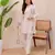 Floral embroidered blue round neck co-ord set