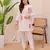 Floral embroidered pink round neck co-ord set