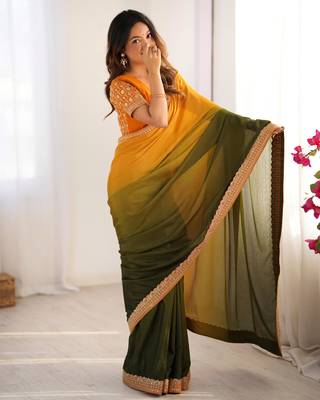 multicolor chinon silk blend saree 1