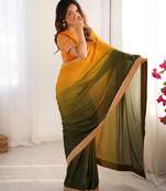 multicolor chinon silk saree
