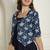 Navy blue women's pure cotton jaipuri printed short top
