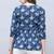 Navy blue women's pure cotton jaipuri printed short top